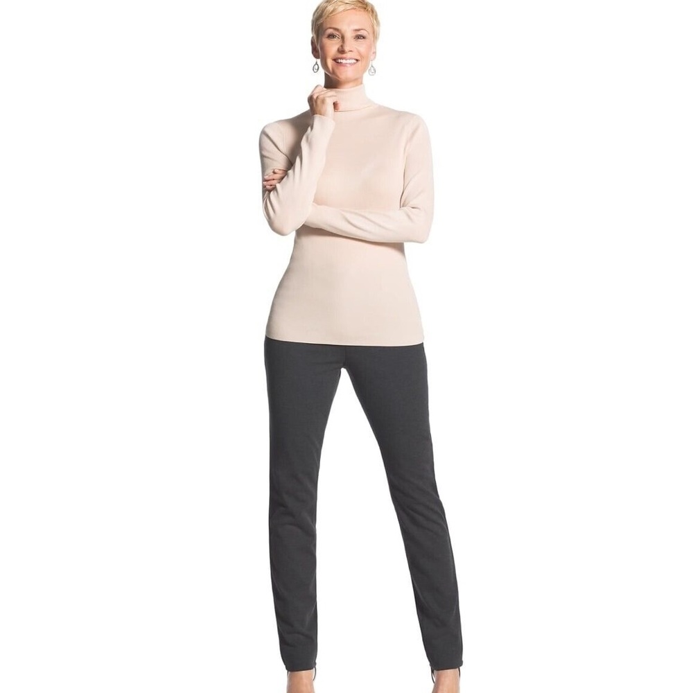Chico’s SO Slimming Peyton Ponte Pants Slim Leg Regular Fit In Charcoal Gray